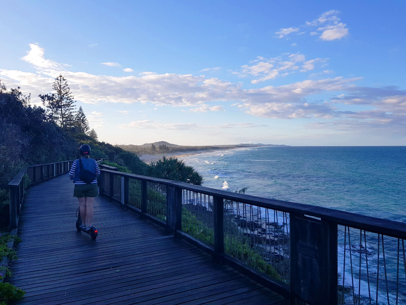 E-Scootering On Coastal Pathway From Coolum Beach To Peregian Beach